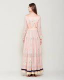 POWDER PINK BLOCK PRINTED GOTA EMBROIDERED ANARKALI