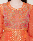 Orange Anarkali Set.