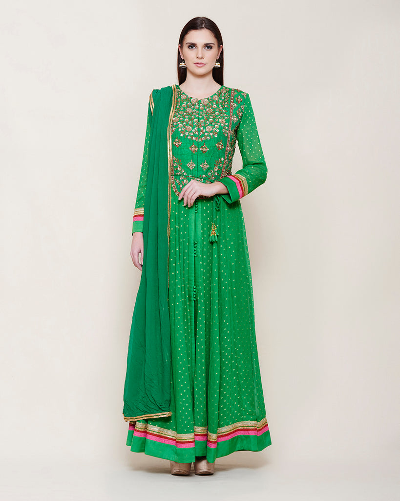 Glamorous Net Fabric Sea Green Color Function Style Anarkali Suit