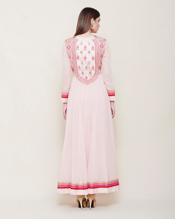 LIGHT PINK PETAL YOKE ANARKALI KURTA