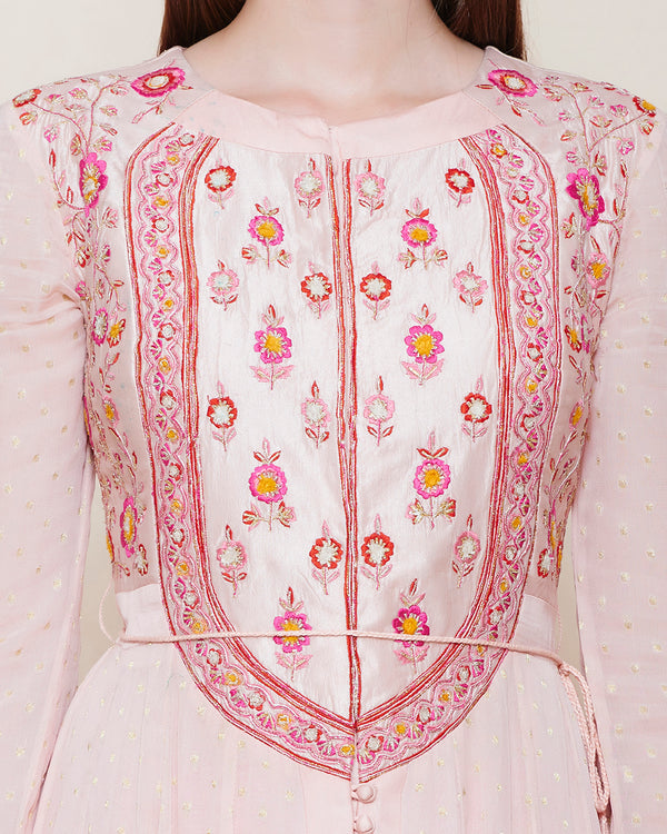 LIGHT PINK PETAL YOKE ANARKALI KURTA