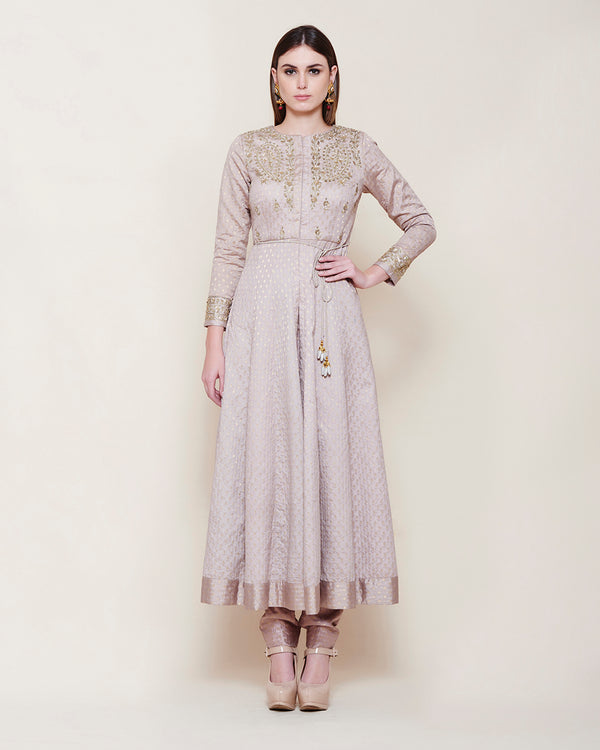 GREY ZARDOZI JACKET KURTA TROUSER