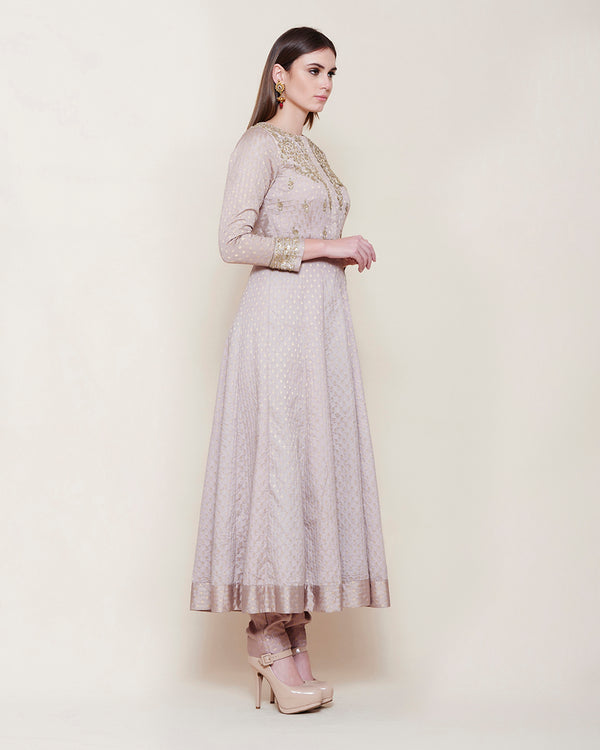 GREY ZARDOZI JACKET KURTA TROUSER