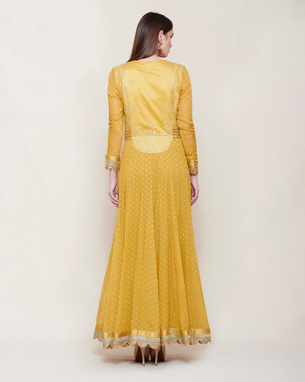 Mustard Yellow Anarkali Set.