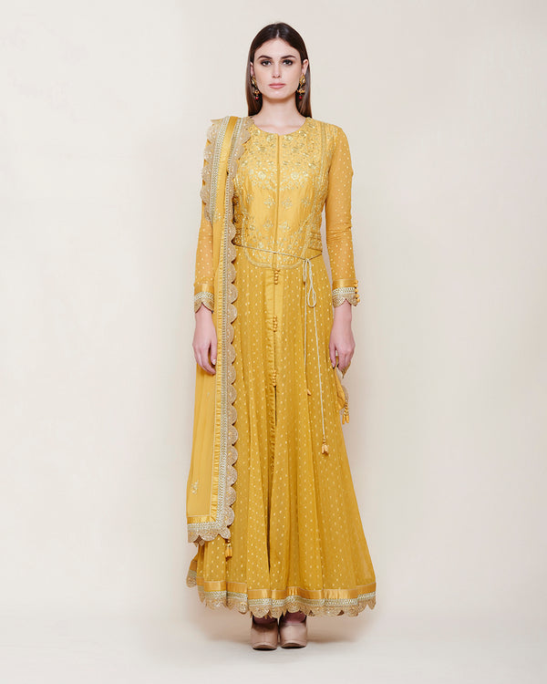 Mustard Yellow Anarkali Set.