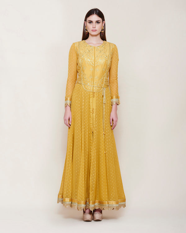 Mustard Yellow Anarkali Set.