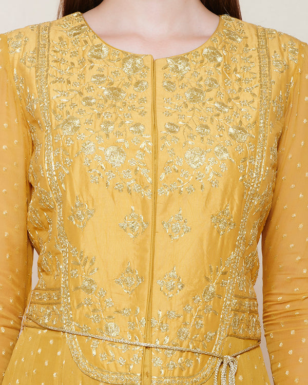 Mustard Yellow Anarkali Set.