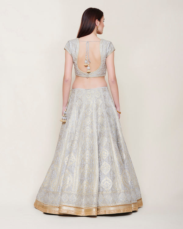 SILVER GREY GOLD DORI LEHENGA