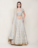 SILVER GREY GOLD DORI LEHENGA