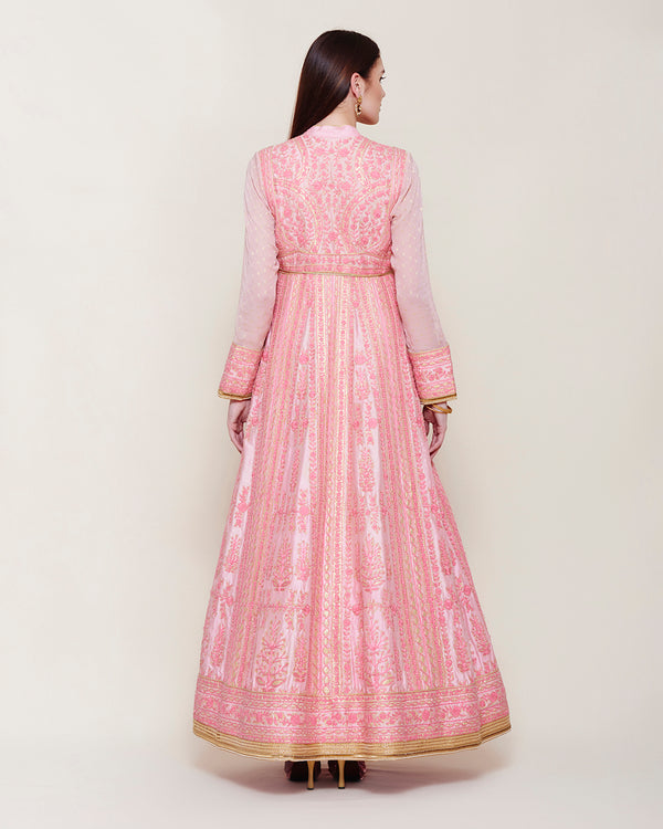 PINK THREAD WORK LONG ANARKALI