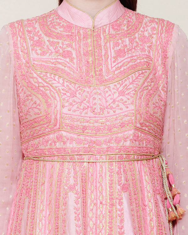 PINK THREAD WORK LONG ANARKALI