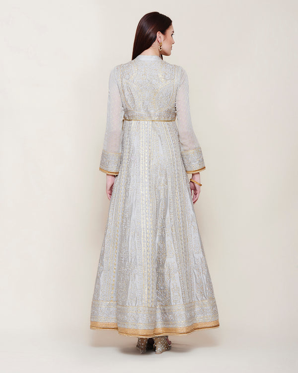 GREY THREAD WORK LONG ANARKALI