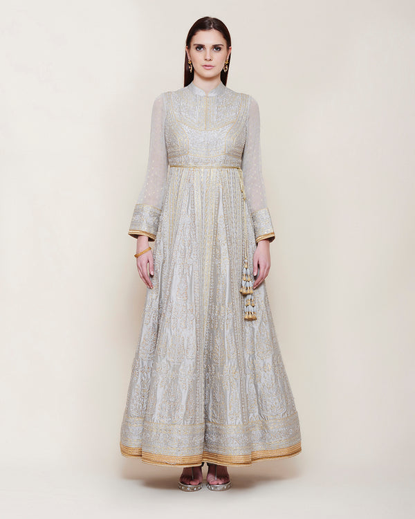 GREY THREAD WORK LONG ANARKALI