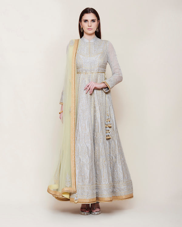 GREY THREAD WORK LONG ANARKALI