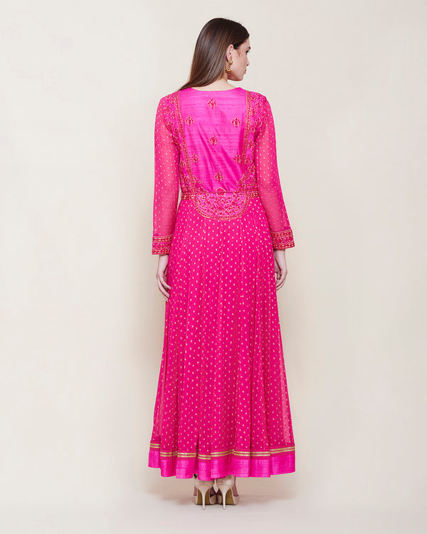 EMERALD PINK LONG YOKE ANARKALI KURTA