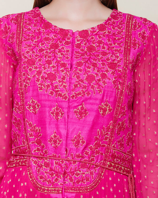 EMERALD PINK LONG YOKE ANARKALI KURTA