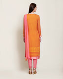 Orange/Pink block printed kurta set