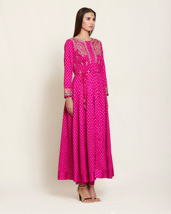 Magenta long flared jacket