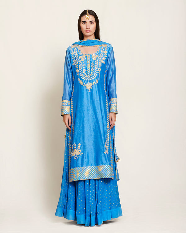 SNP 320-Blue gota kurta skirt set