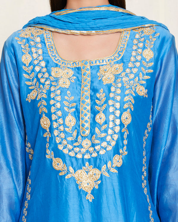 SNP 320-Blue gota kurta skirt set