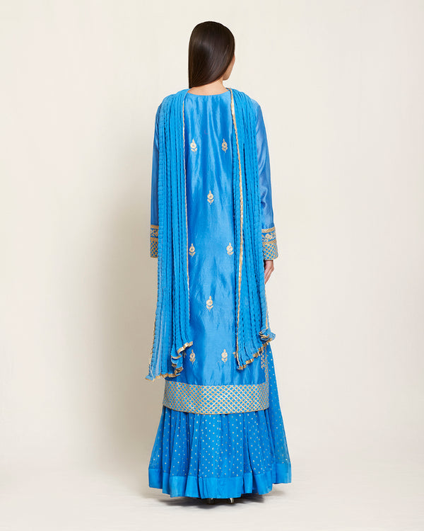 SNP 320-Blue gota kurta skirt set