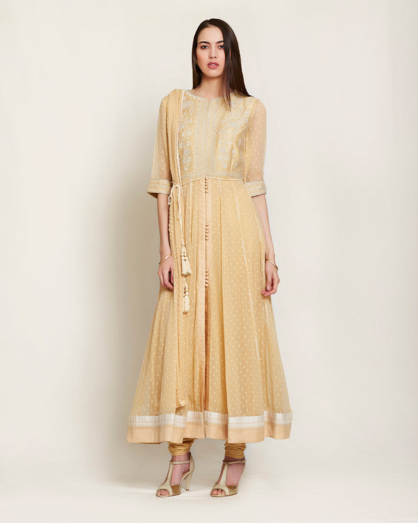 Beige Anarkali Set.