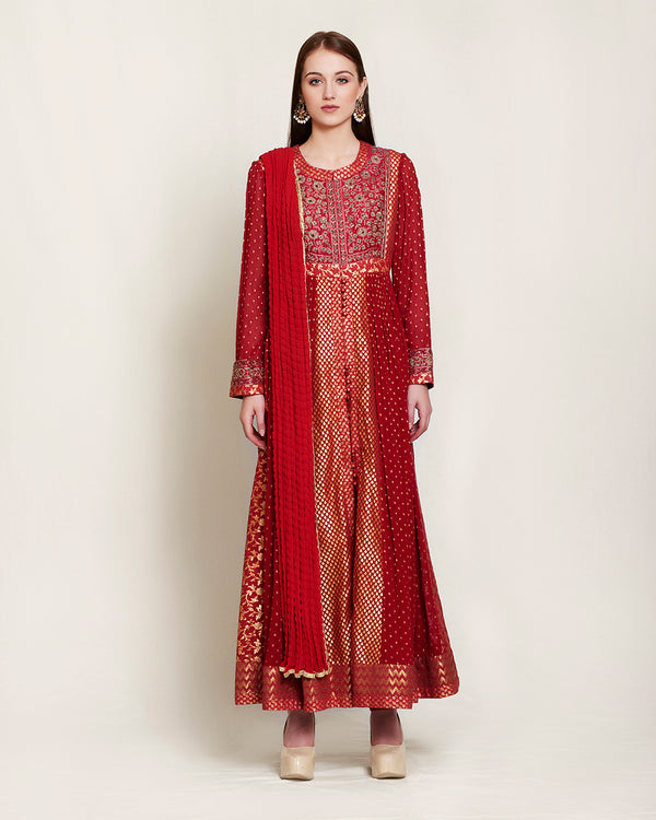 Maroon zardosi brocade Anarkali