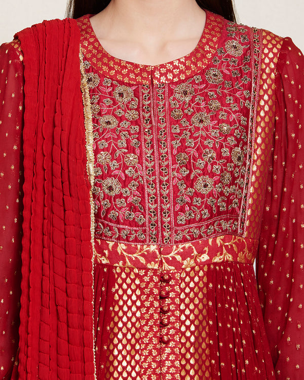 Maroon zardosi brocade Anarkali