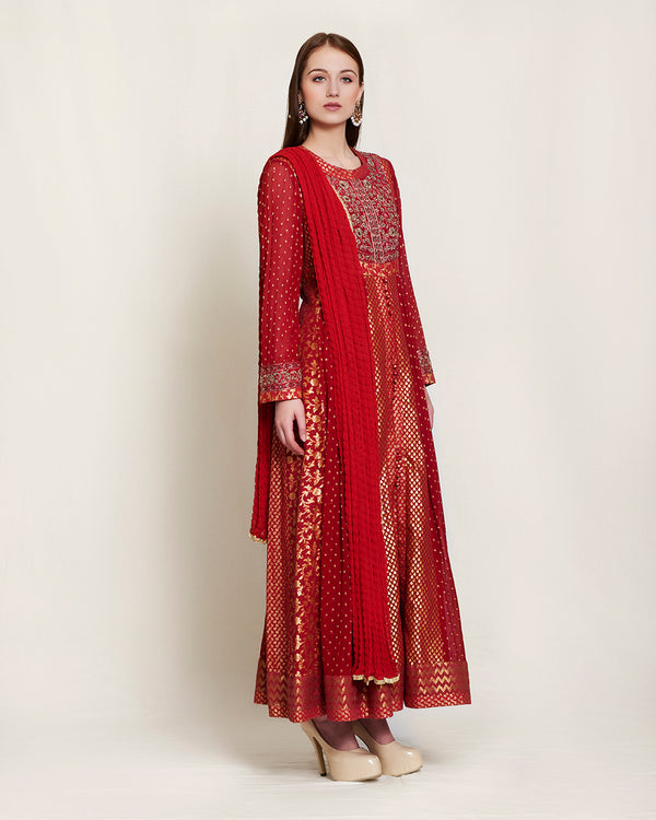 Maroon zardosi brocade Anarkali