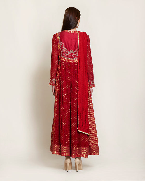 Maroon zardosi brocade Anarkali