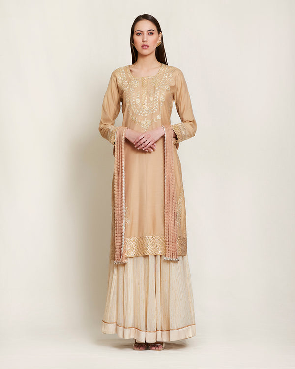 Neutral/Off white kurta and skirt set