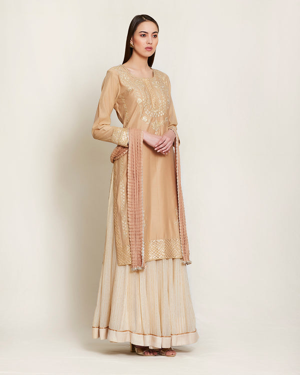 Neutral/Off white kurta and skirt set