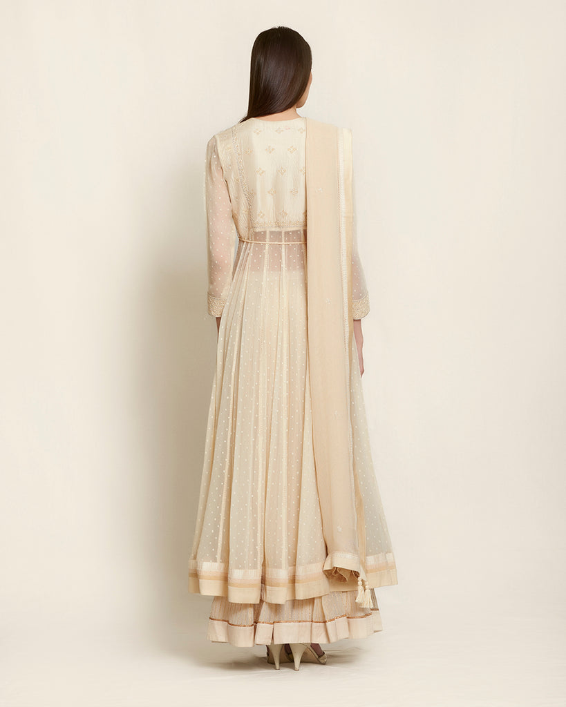 Ivory long kurta skirt set