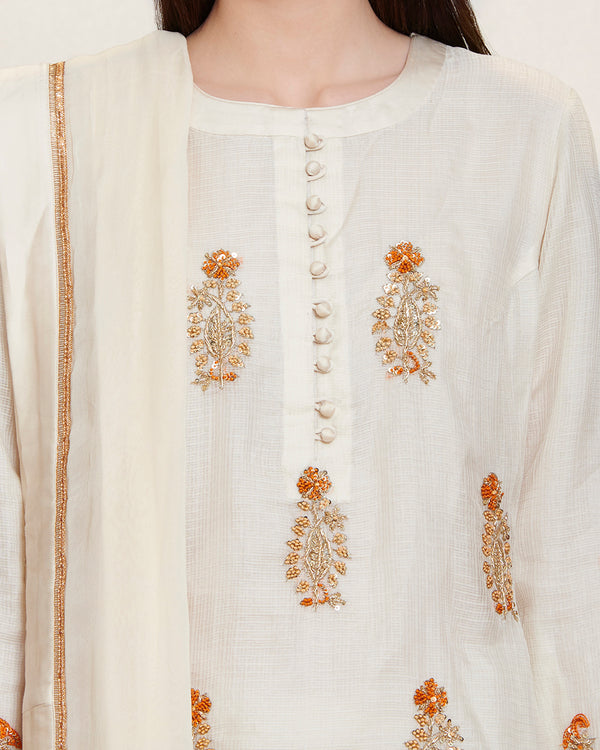 Off white kurta skirt set