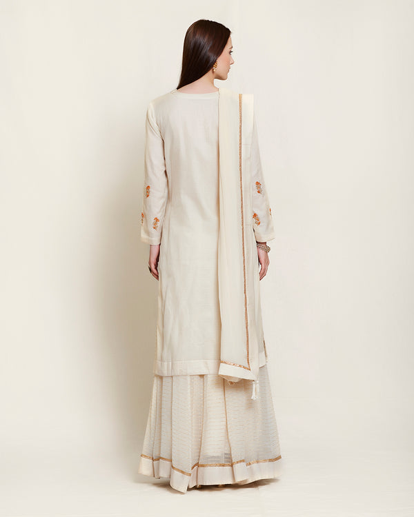 Off white kurta skirt set