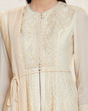 Ivory thread embroidered kurta skirt set