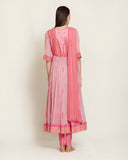 Pink silk kurta set.