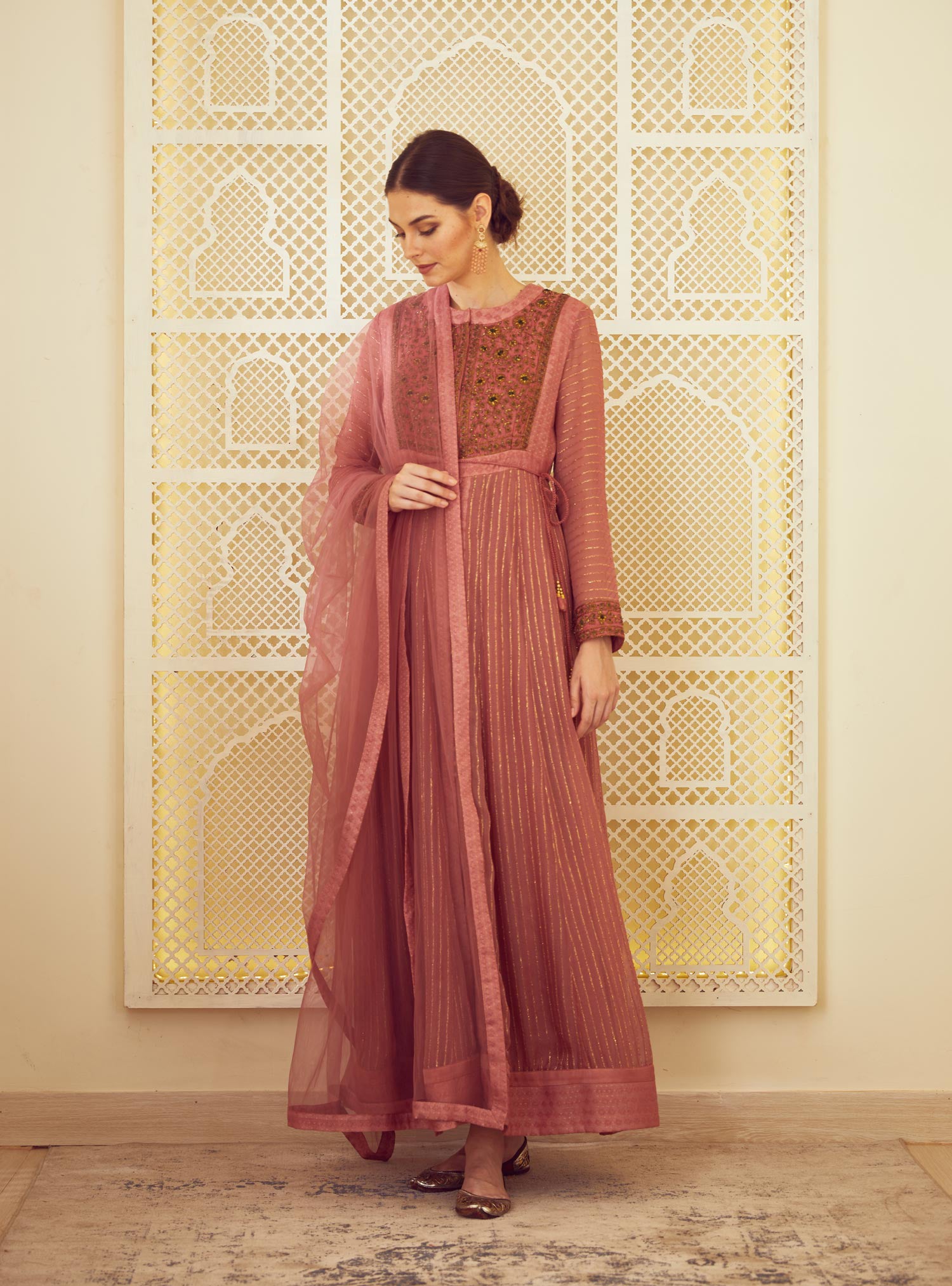 Old Rose Pink Anarkali - Main Image