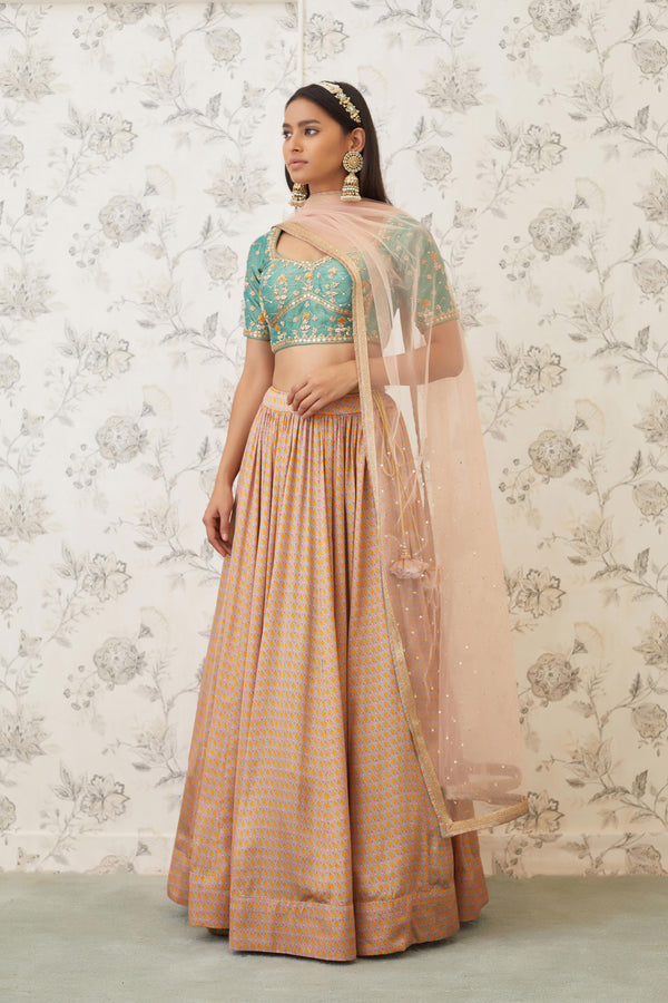 Green Beige Lehenga Set.