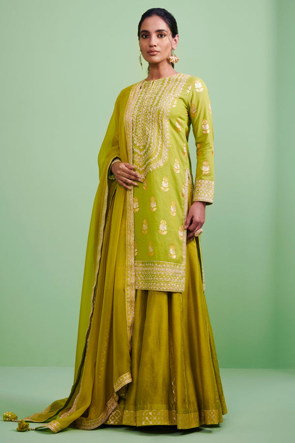 Green Kurta & Sharara Set.