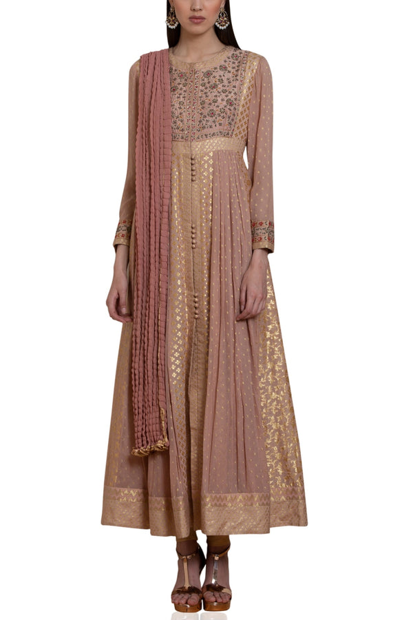 Brocade panel anarkali set