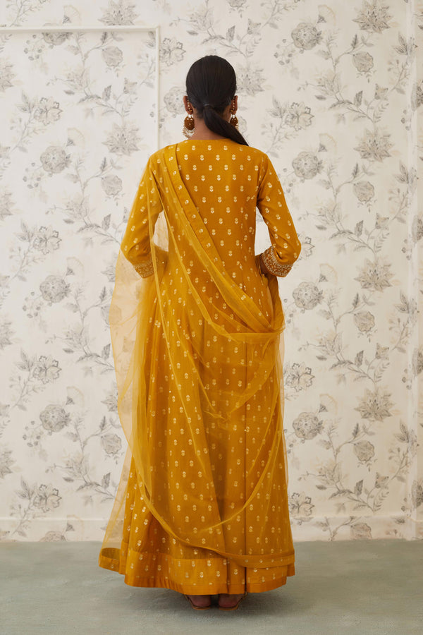 Mustard Anarkali Set.