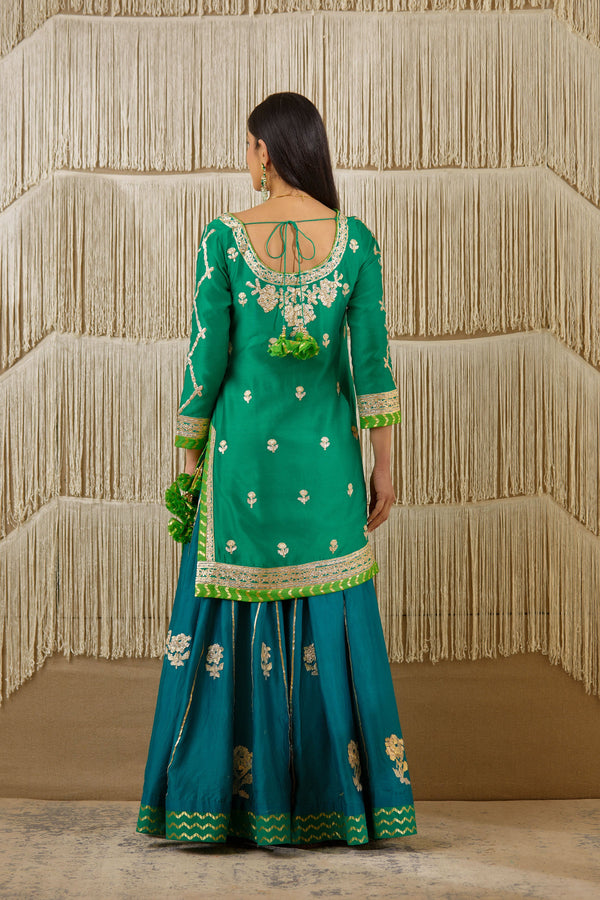 Teal Green Sharara set.