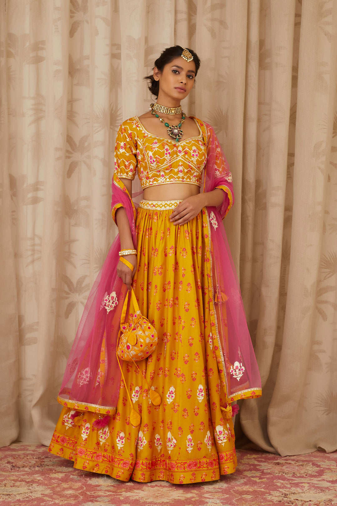 Rita mustard yellow lehenga set