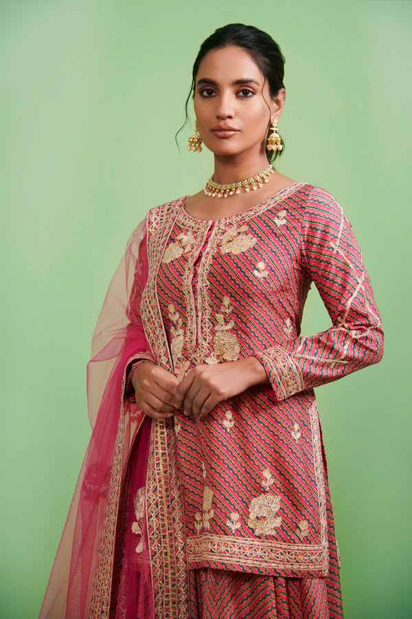 Pink Kurta & Sharara Set.