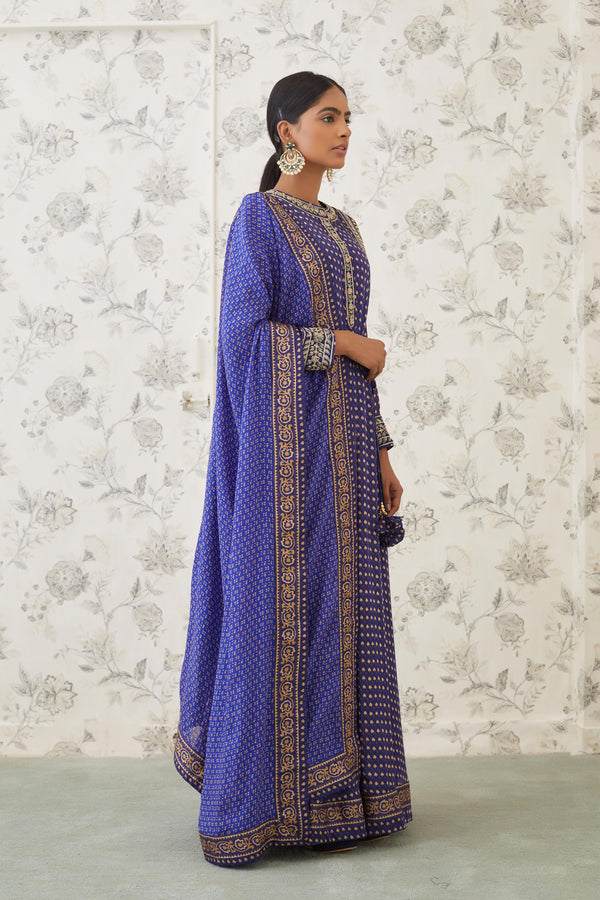 Blue Anarkali Set.