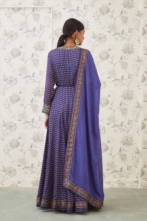 Blue Anarkali Set.