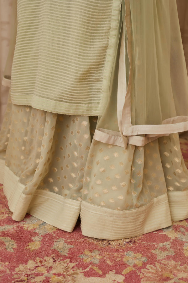 Mint Green Kurta Skirt Set.