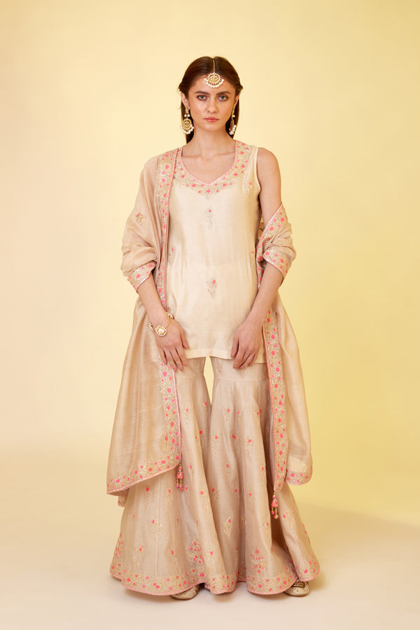 Angora White Sharara Set