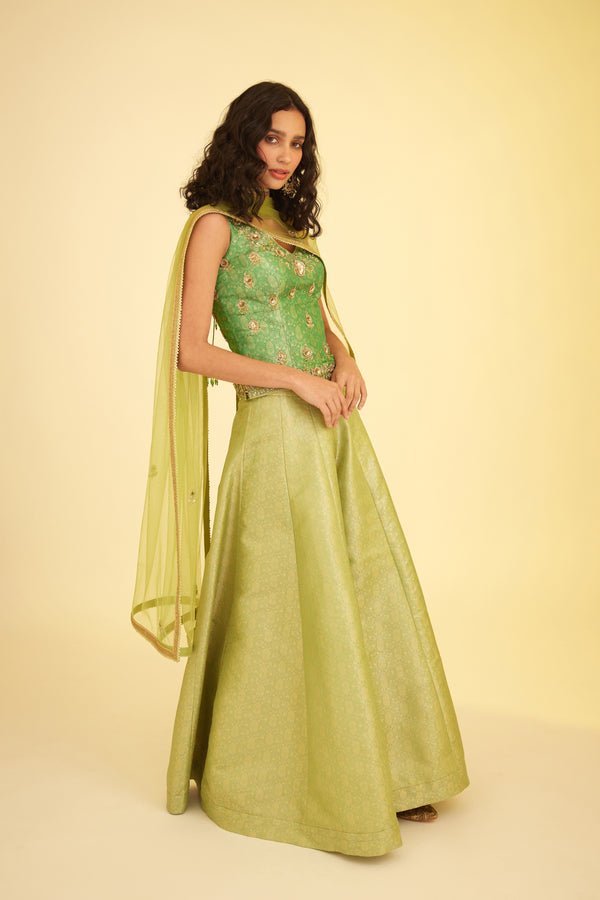 Green Sharara Set.